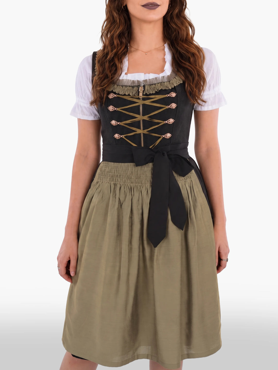 Bavarian Edition Black Gold Midi Dirndl Dress