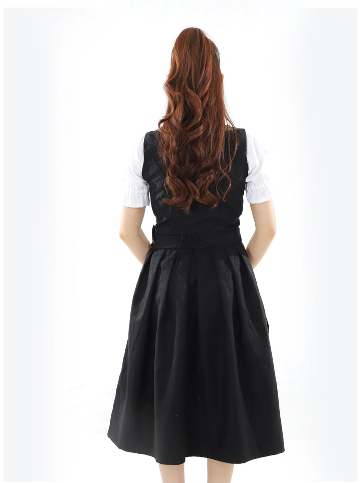 Bavarian Edition Black Gold Midi Dirndl Dress