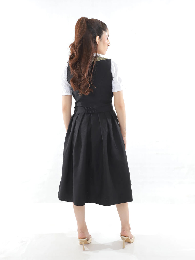 Bavarian Edition Black Gold Midi Dirndl Dress