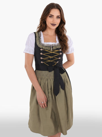 Bavarian Edition Black Gold Midi Dirndl Dress