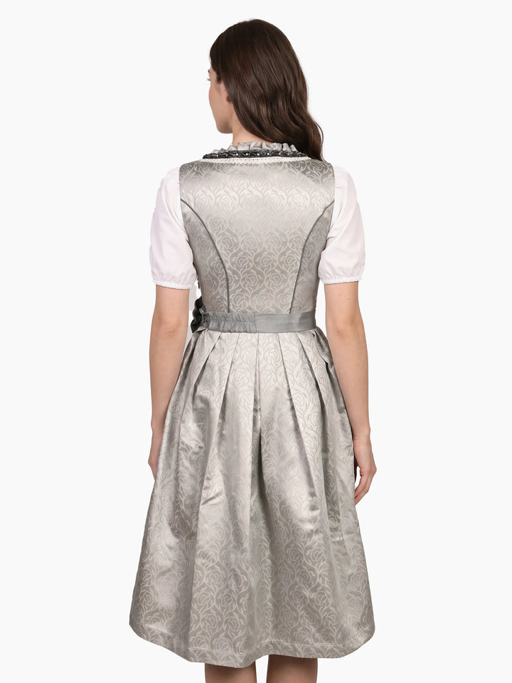 Rose Jacquard Traditional Dirndl Pewter Silk