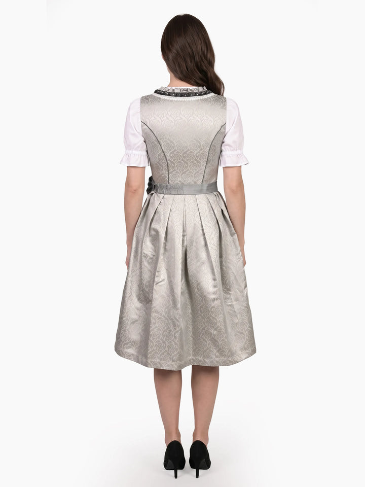 Rose Jacquard Traditional Dirndl Pewter Silk