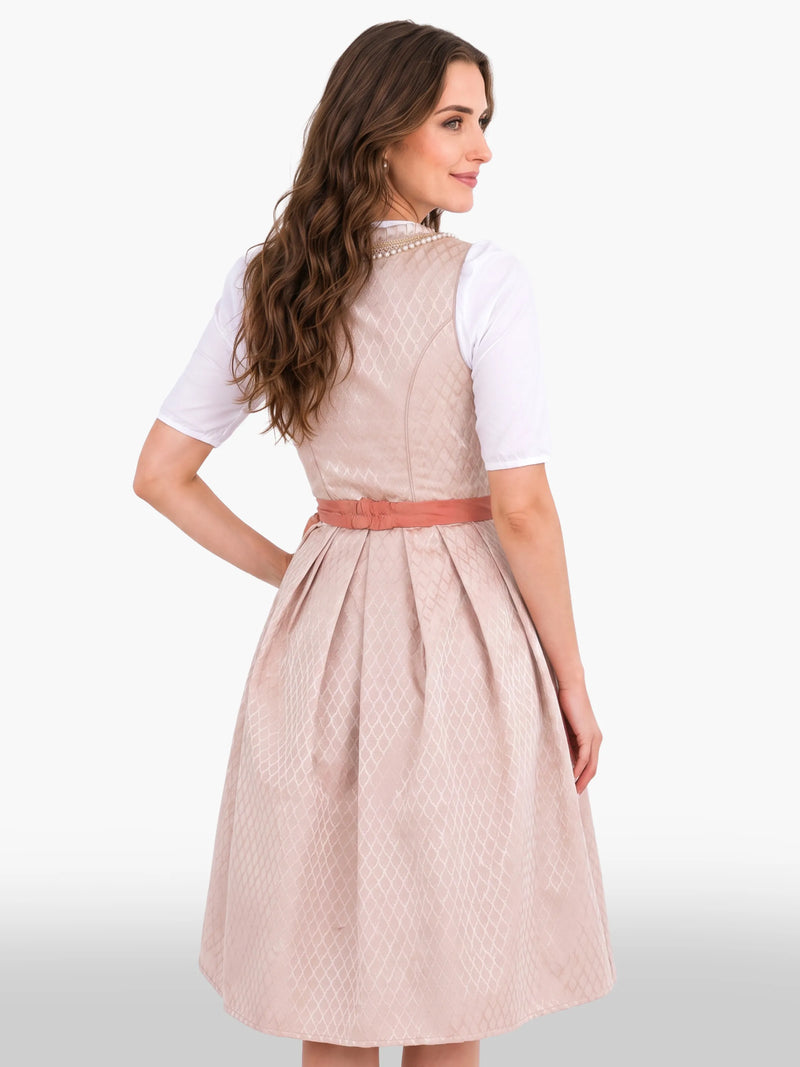 Midi Dirndl Dress Luxury Blush Pearl Elegance