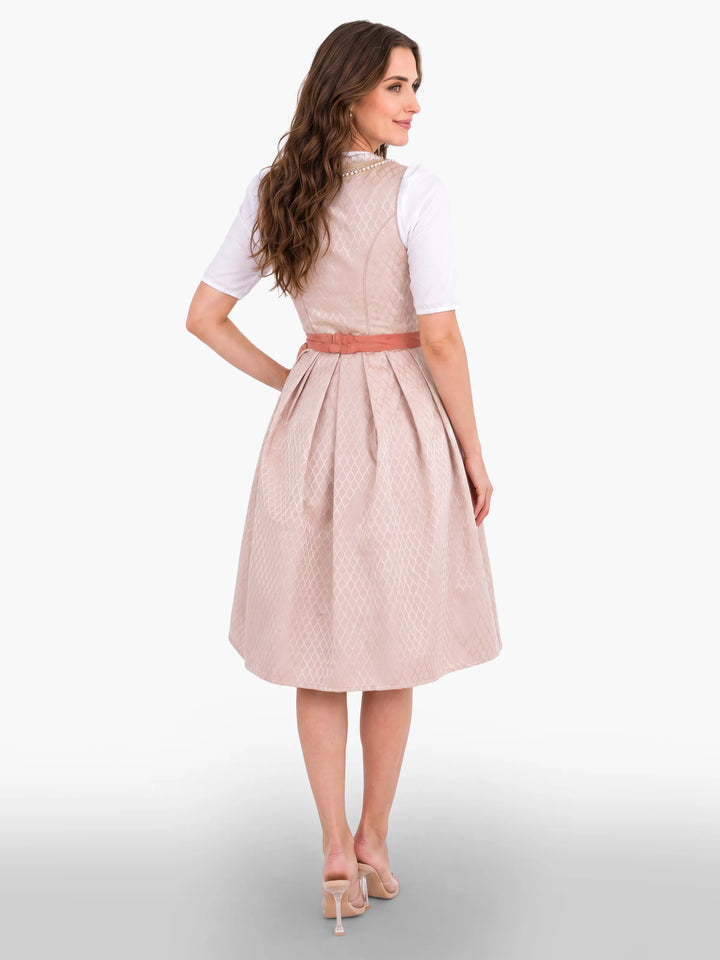 Midi Dirndl Dress Luxury Blush Pearl Elegance
