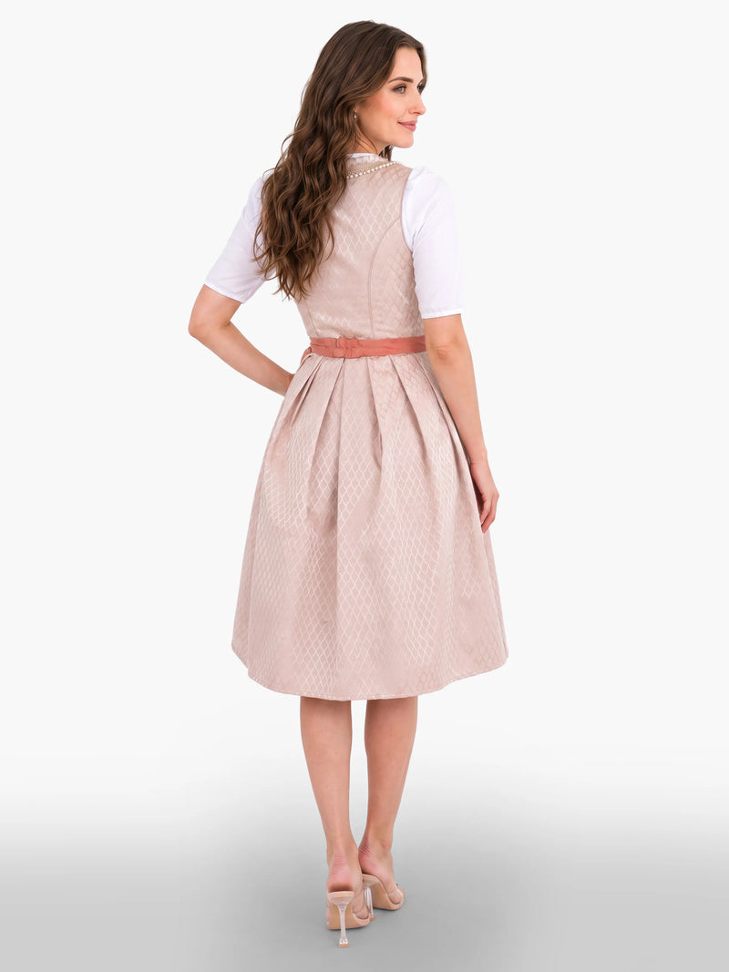 Midi Dirndl Dress Luxury Blush Pearl Elegance