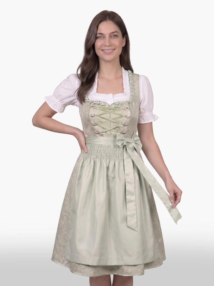 Midi Dirndl Dress Luxury Frosted Sage Elegance
