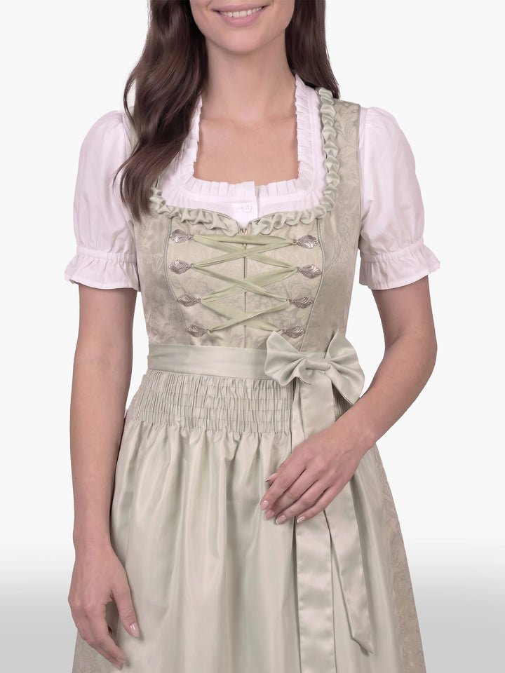 Midi Dirndl Dress Luxury Frosted Sage Elegance