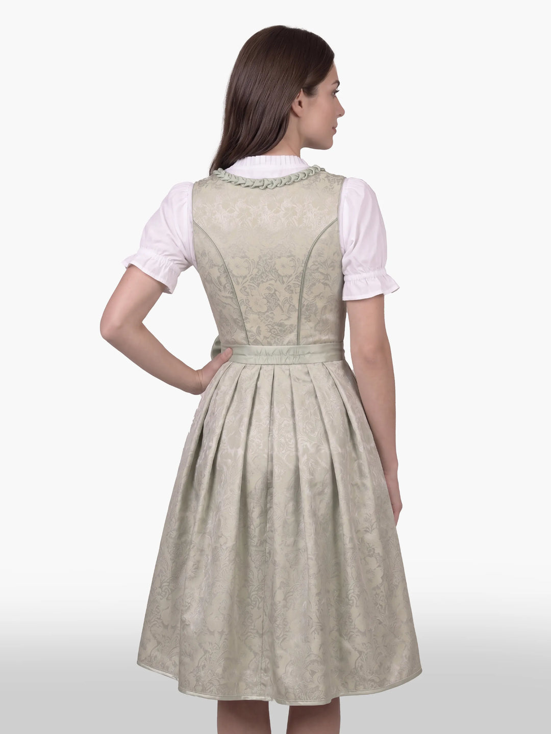 Midi Dirndl Dress Luxury Frosted Sage Elegance