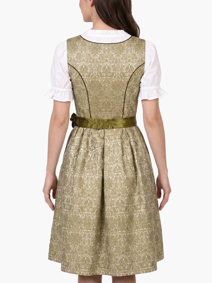 Midi Dirndl Inspired by Pure Olive Damask Heritage