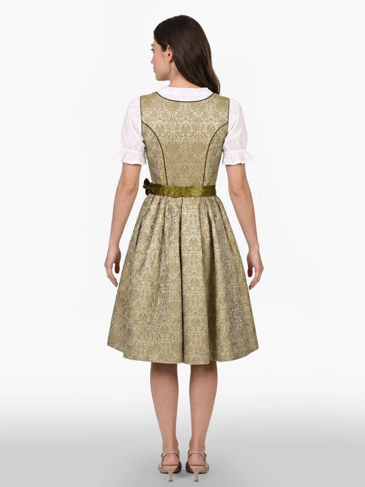 Midi Dirndl Inspired by Pure Olive Damask Heritage