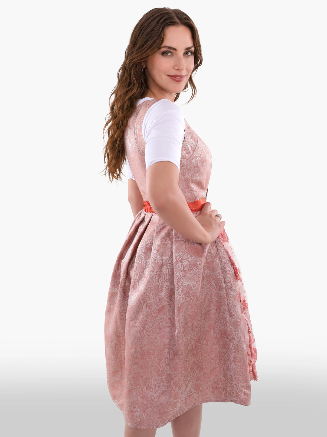 Peach Ember Blush Floral Traditional Dirndl