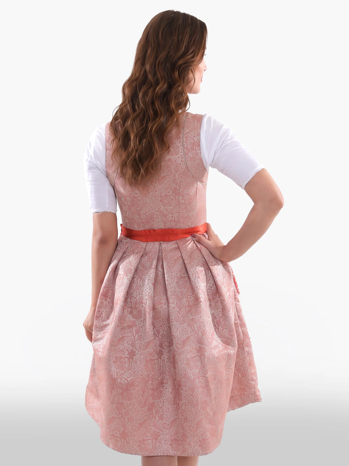Peach Ember Blush Floral Traditional Dirndl