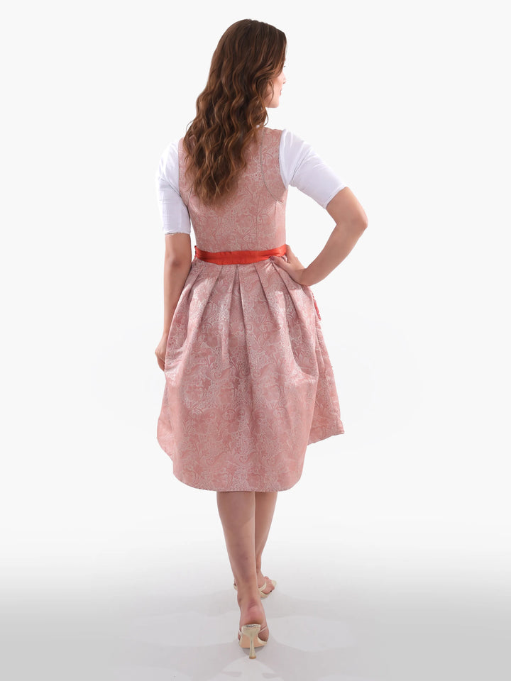 Peach Ember Blush Floral Traditional Dirndl