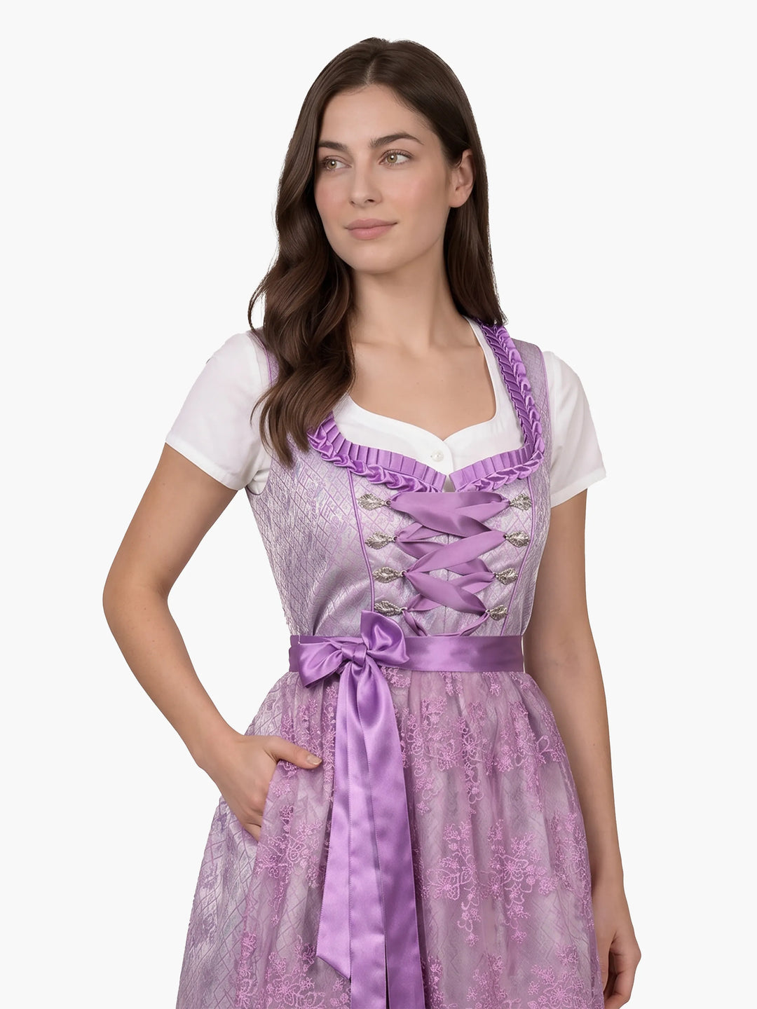 Lilac Silver Traditional German Dirndl Dress