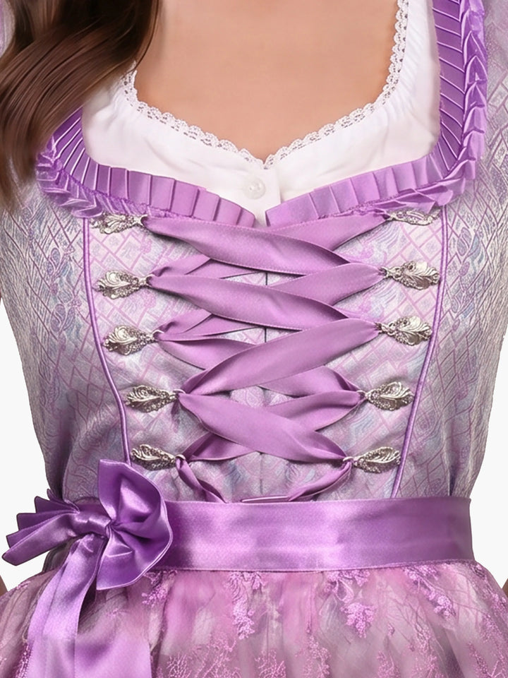 Lilac Silver Traditional German Dirndl Dress