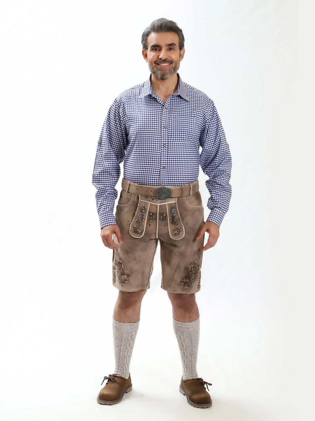 Lederhosen Men Hirsch with Multi-Color Deer Design