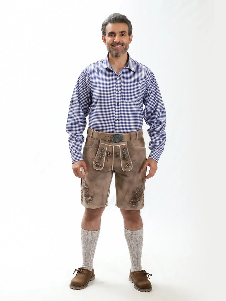 Lederhosen Men Hirsch with Multi-Color Deer Design
