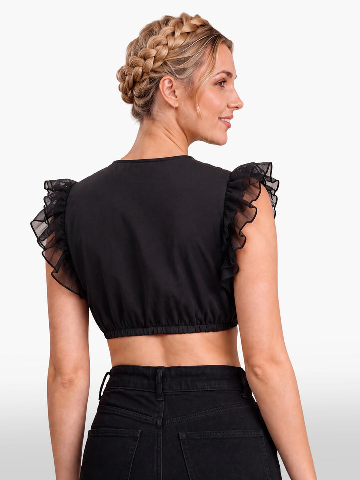 Dirndl Blouse Luxury Raven Black Organza Splendor