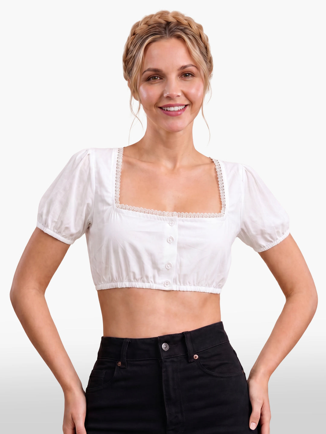 Traditional Dirndl Blouse Soft White Frill Classic