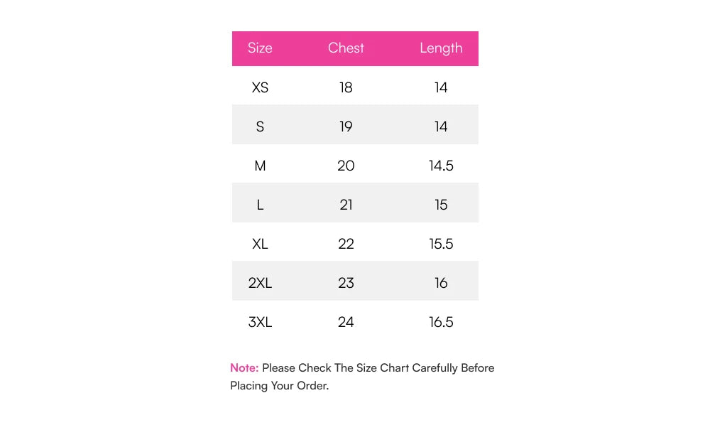 Size chart – inches