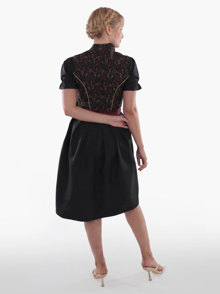 Dark Floral Dirndl Vintage Burgundy Rose