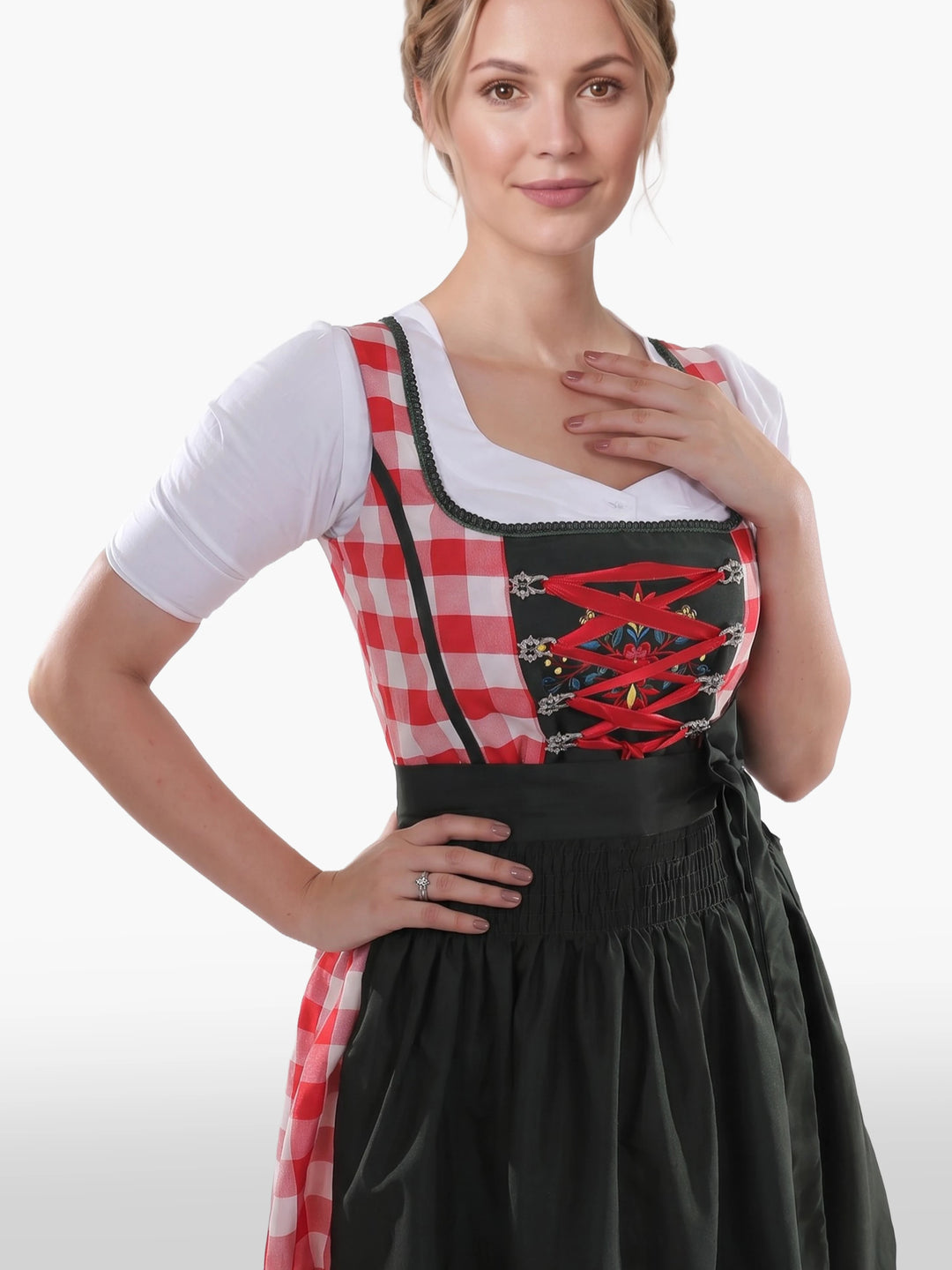 Classic Red Bavarian Attire Bold Checkered