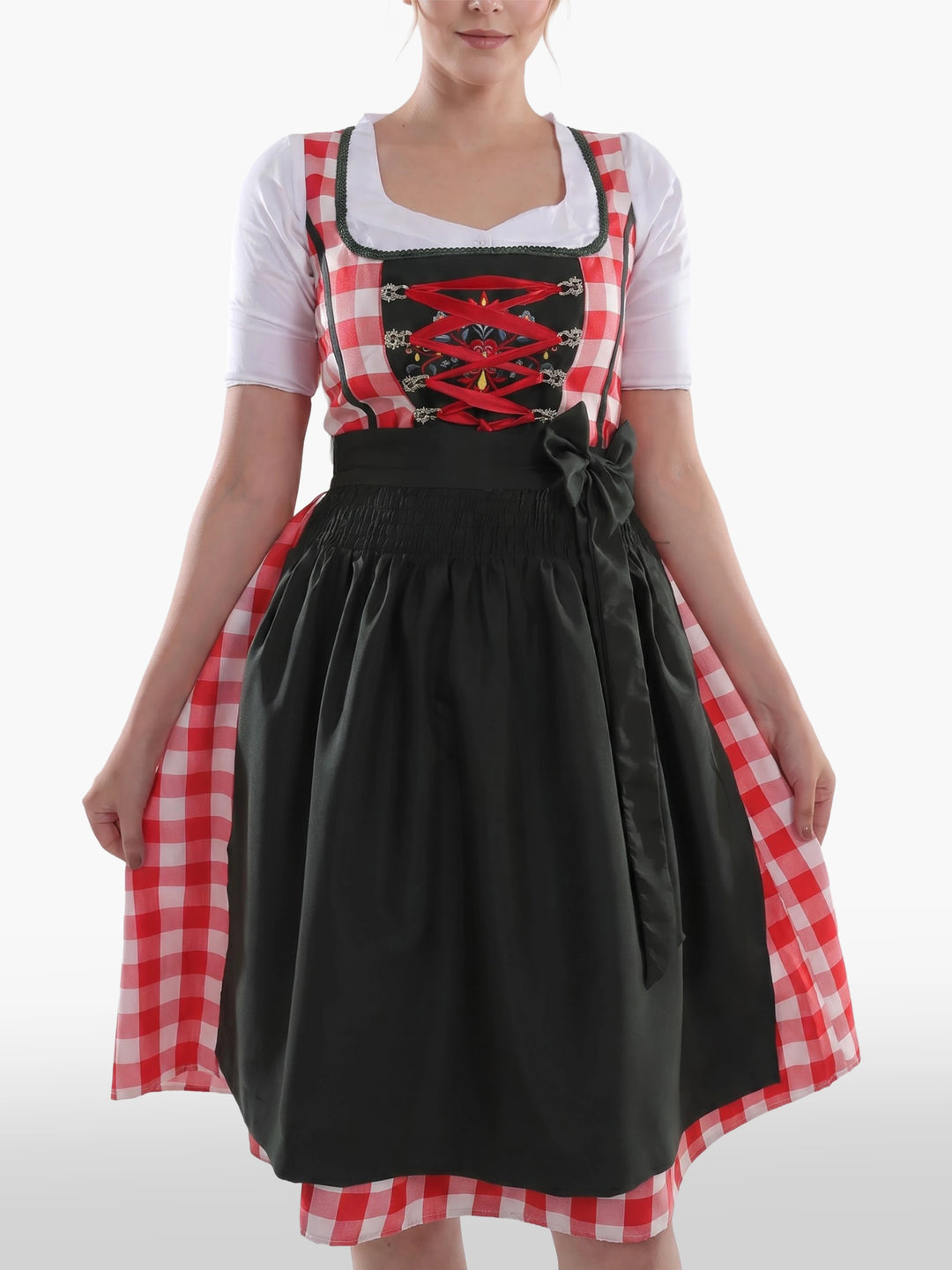 Classic Red Bavarian Attire Bold Checkered