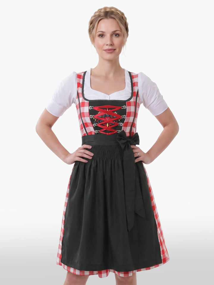Classic Red Bavarian Attire Bold Checkered