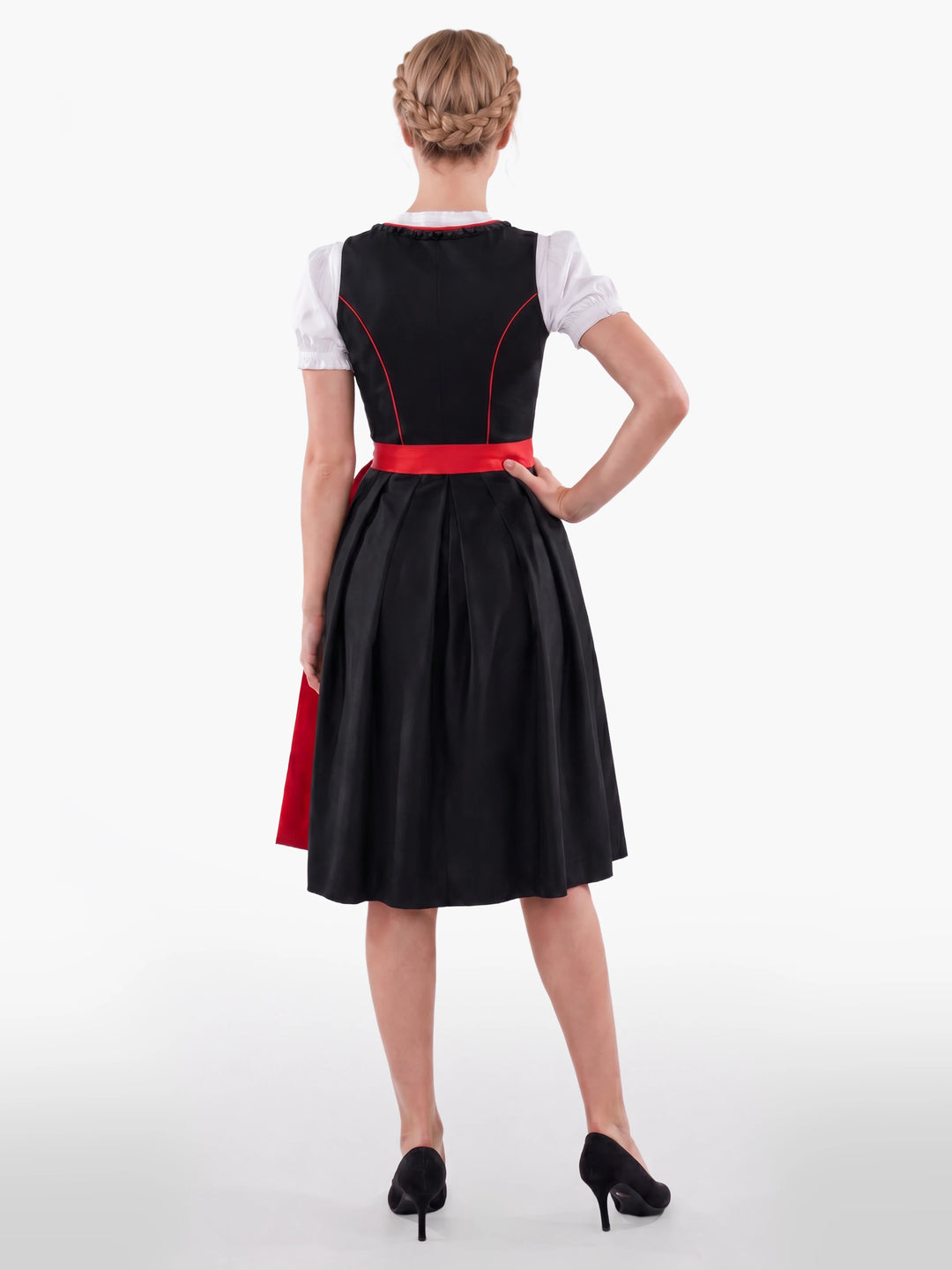 Bold Black German Dirndl Red Bloom