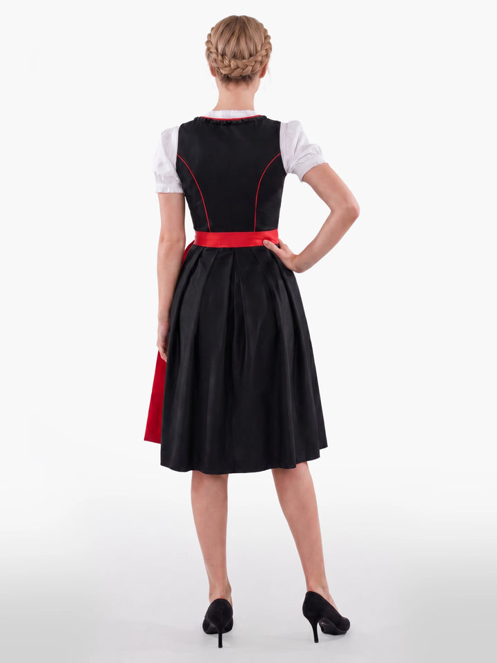 Bold Black German Dirndl Red Bloom