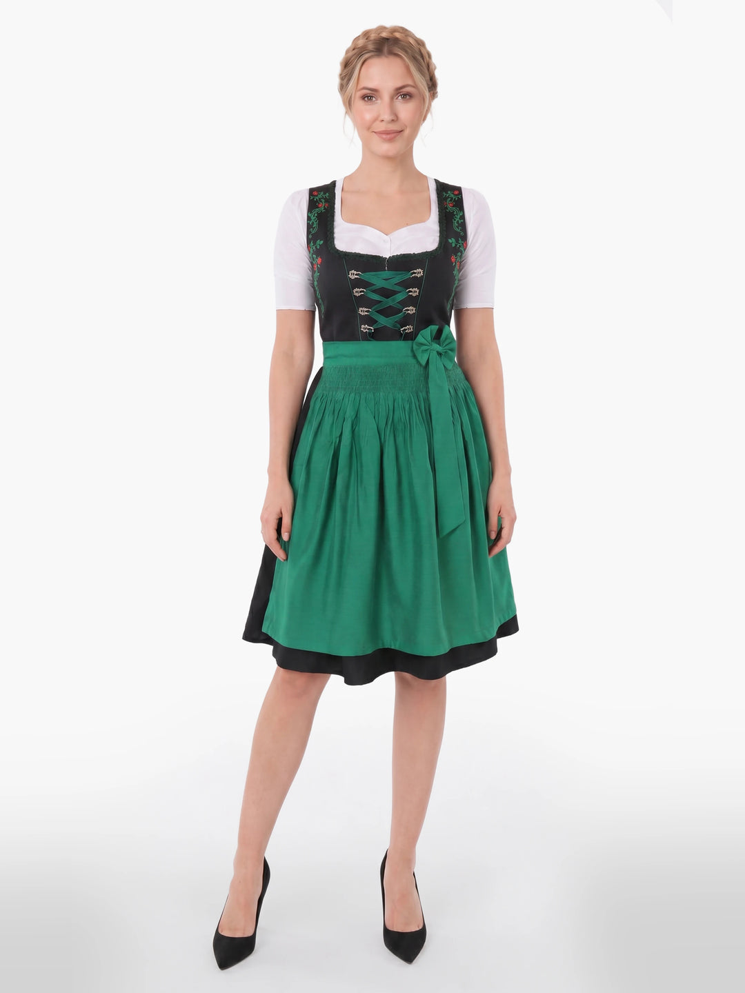 Traditional Black Dirndl Irish Emerald Charm