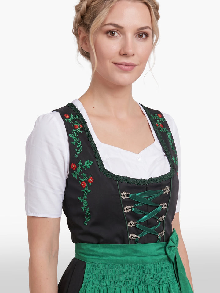 Traditional Black Dirndl Irish Emerald Charm
