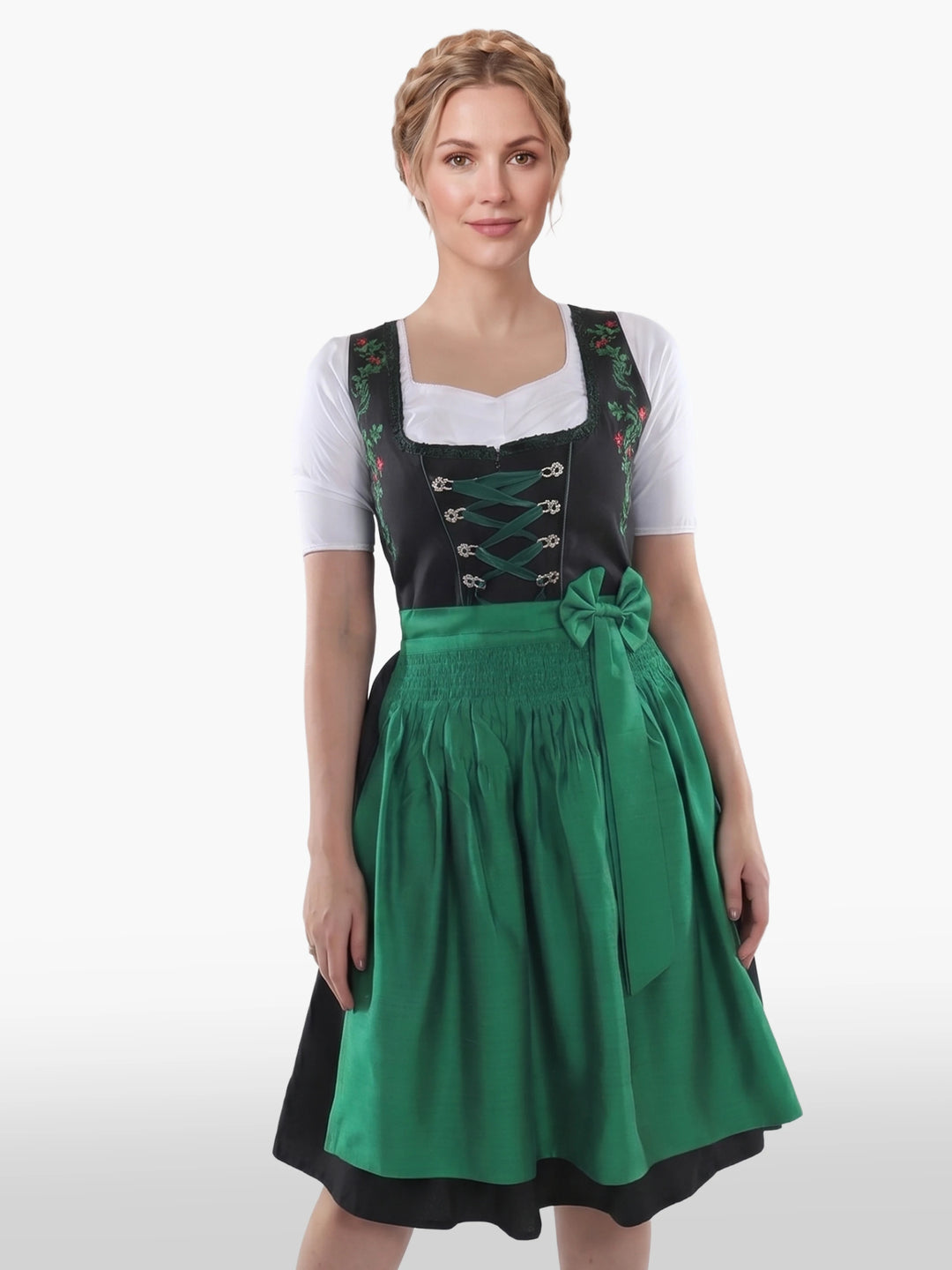 Traditional Black Dirndl Irish Emerald Charm