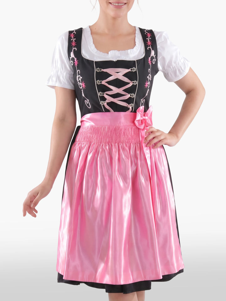 Bold Black Dirndl with Blush Pink Bloom
