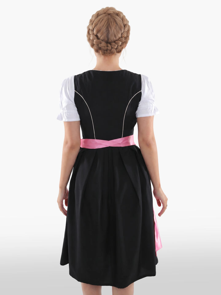 Bold Black Dirndl with Blush Pink Bloom