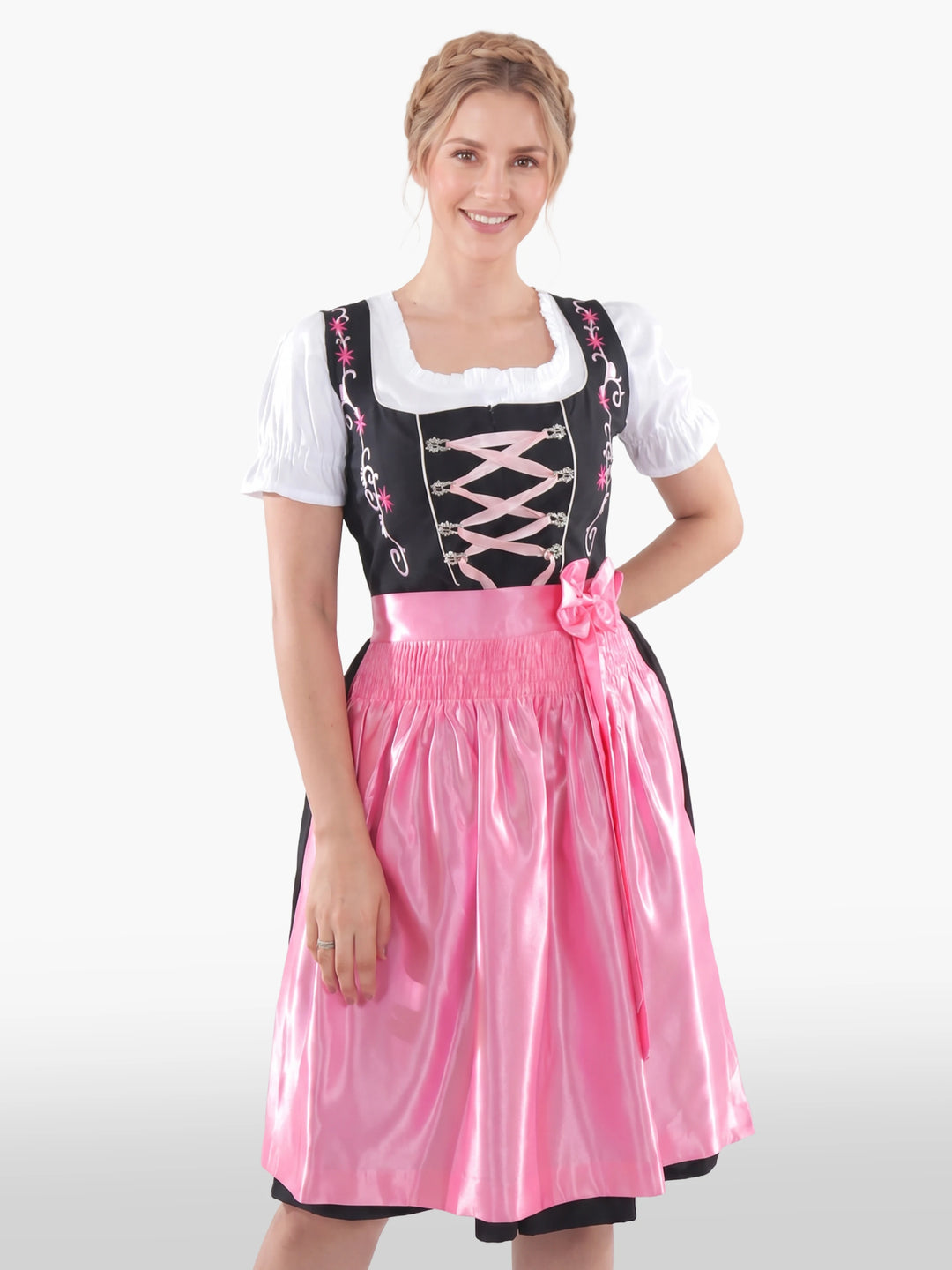 Bold Black Dirndl with Blush Pink Bloom