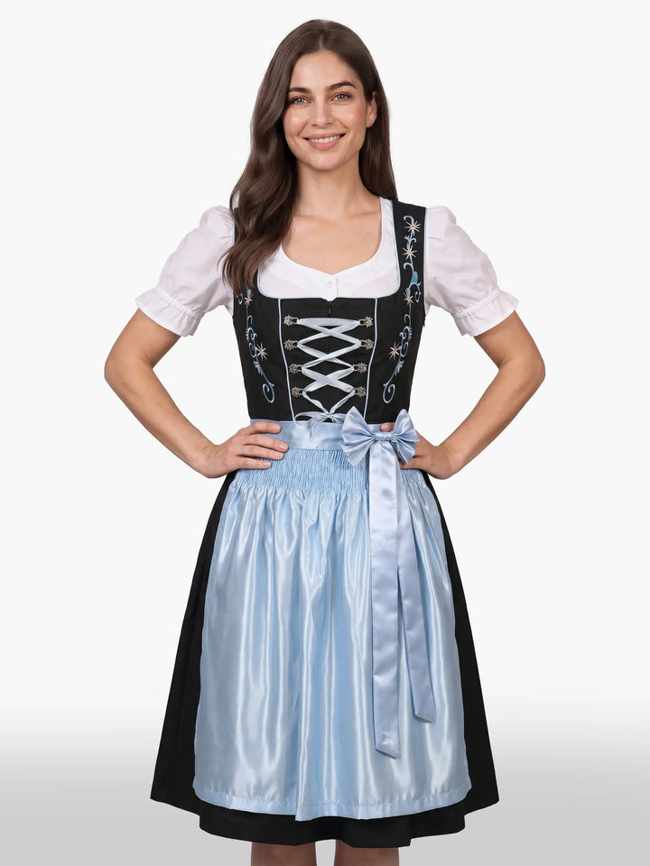 Embroidered German Dirndl Celestial Blue Charm