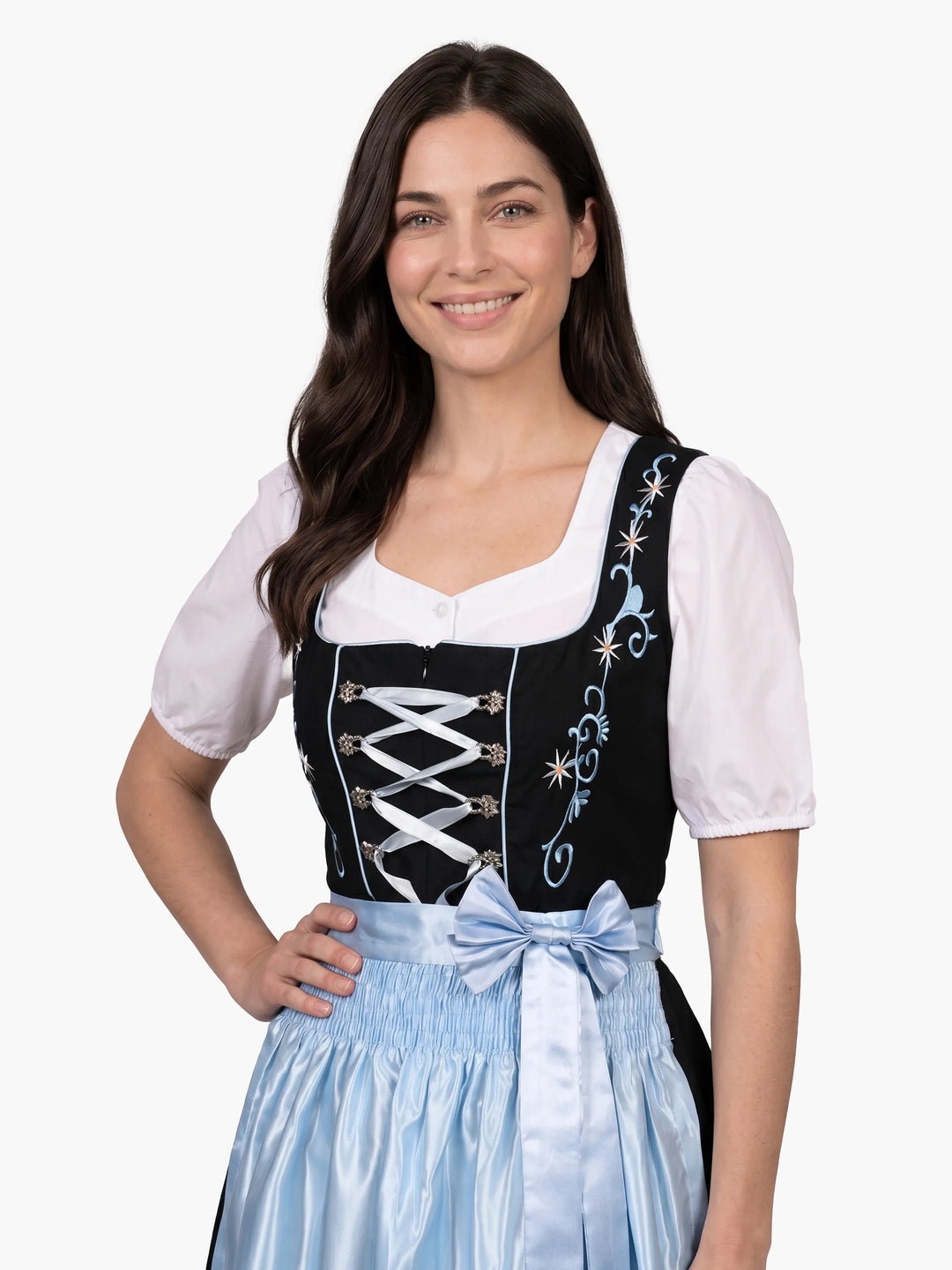 Embroidered German Dirndl Celestial Blue Charm