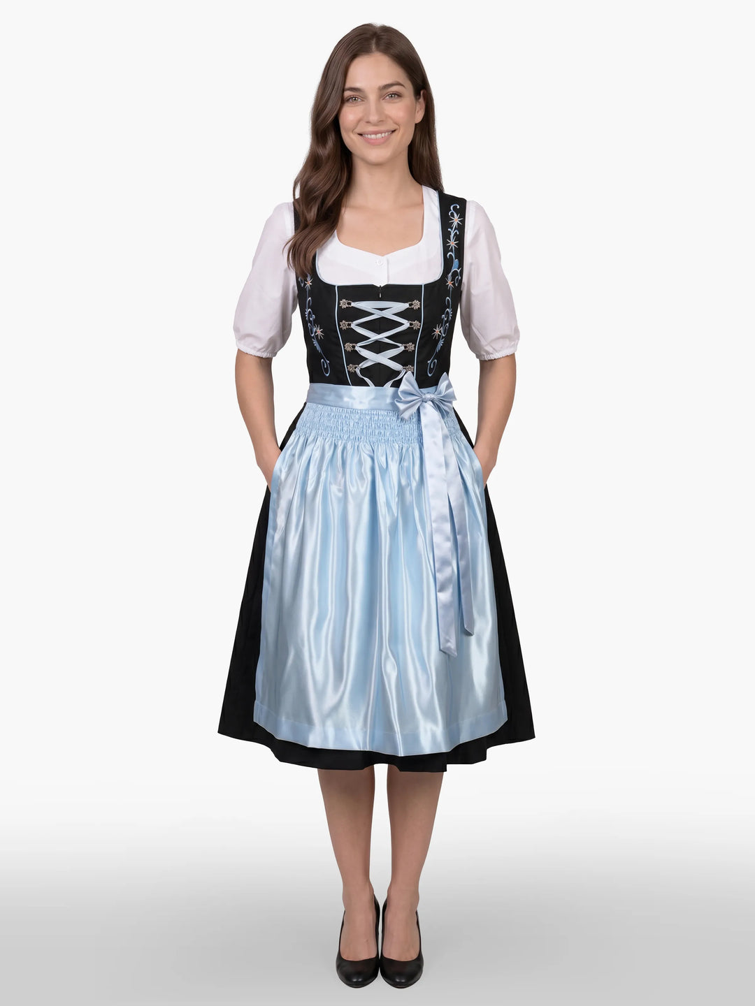Embroidered German Dirndl Celestial Blue Charm