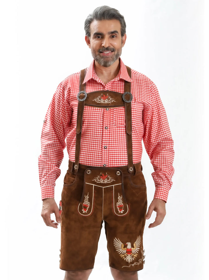 Lederhosen Men Adler Brown with Suspenders