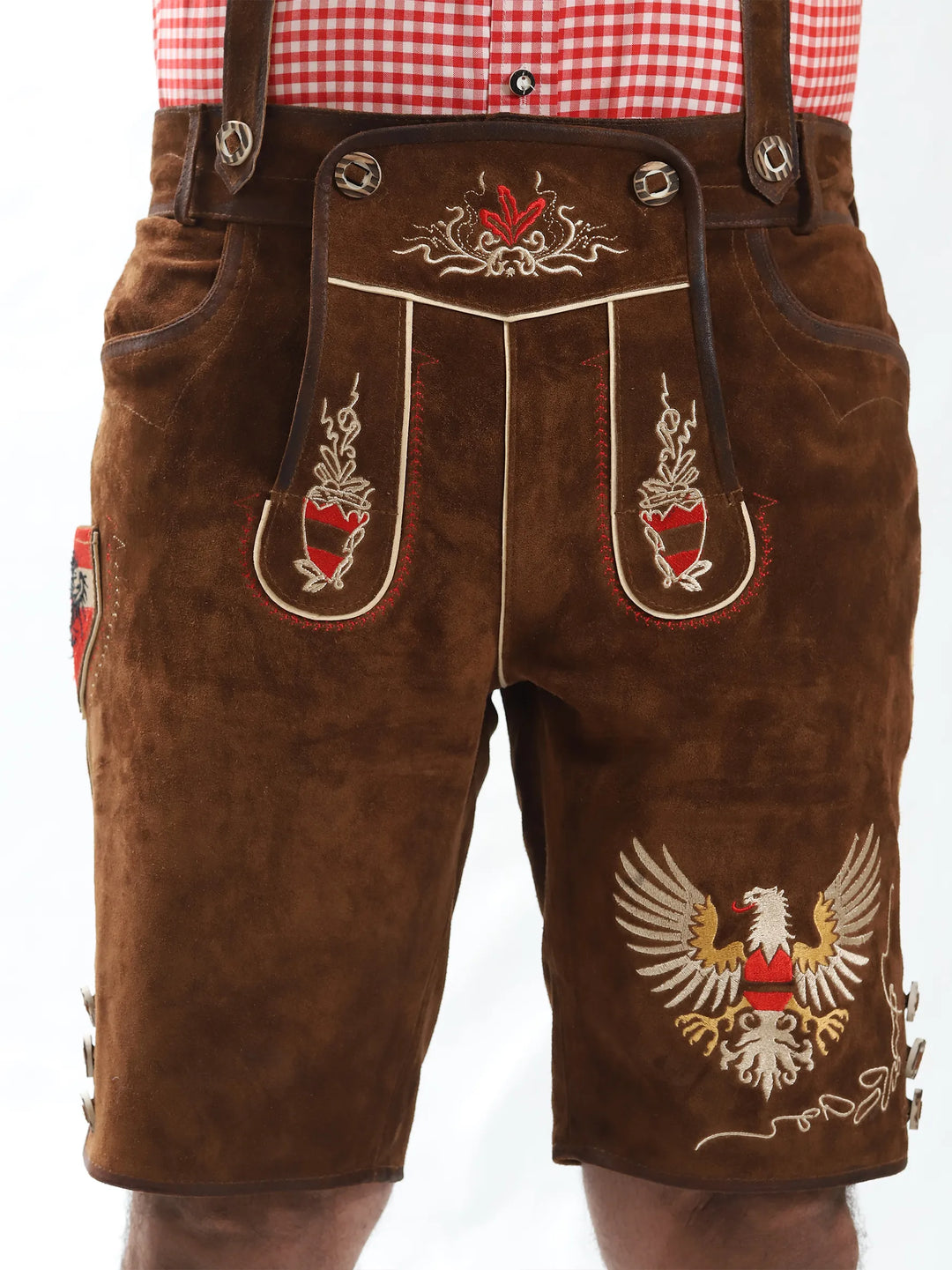 Lederhosen Men Adler Brown with Suspenders