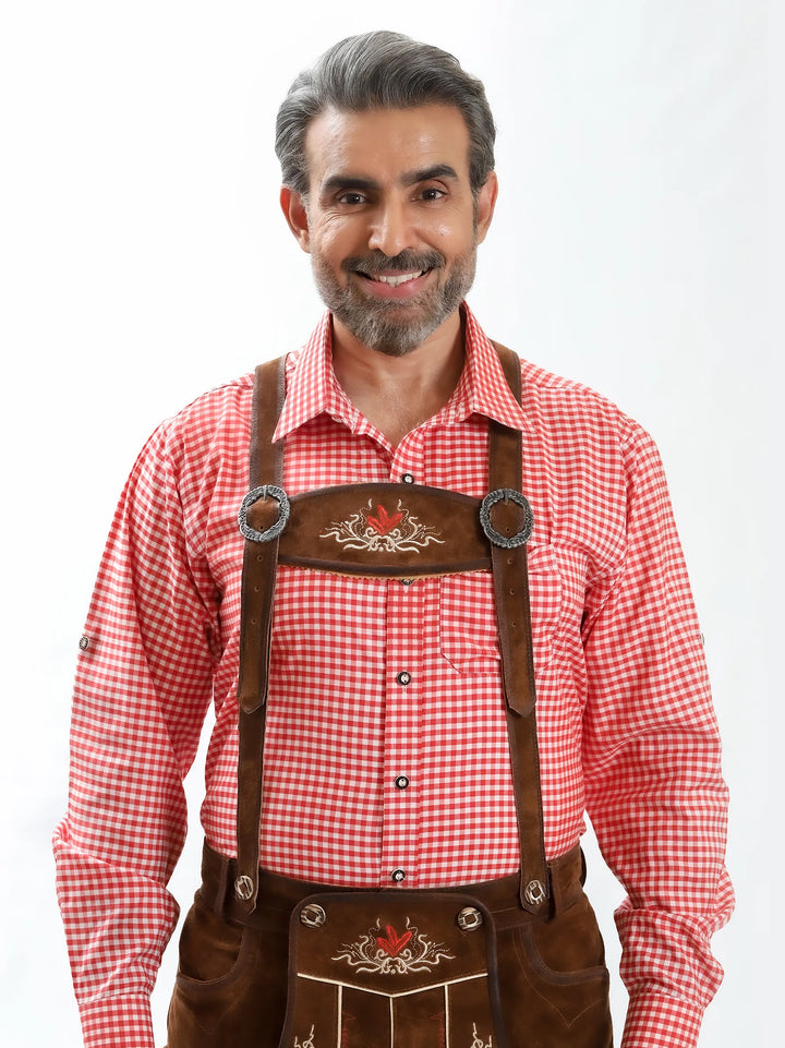 Lederhosen Men Adler Brown with Suspenders