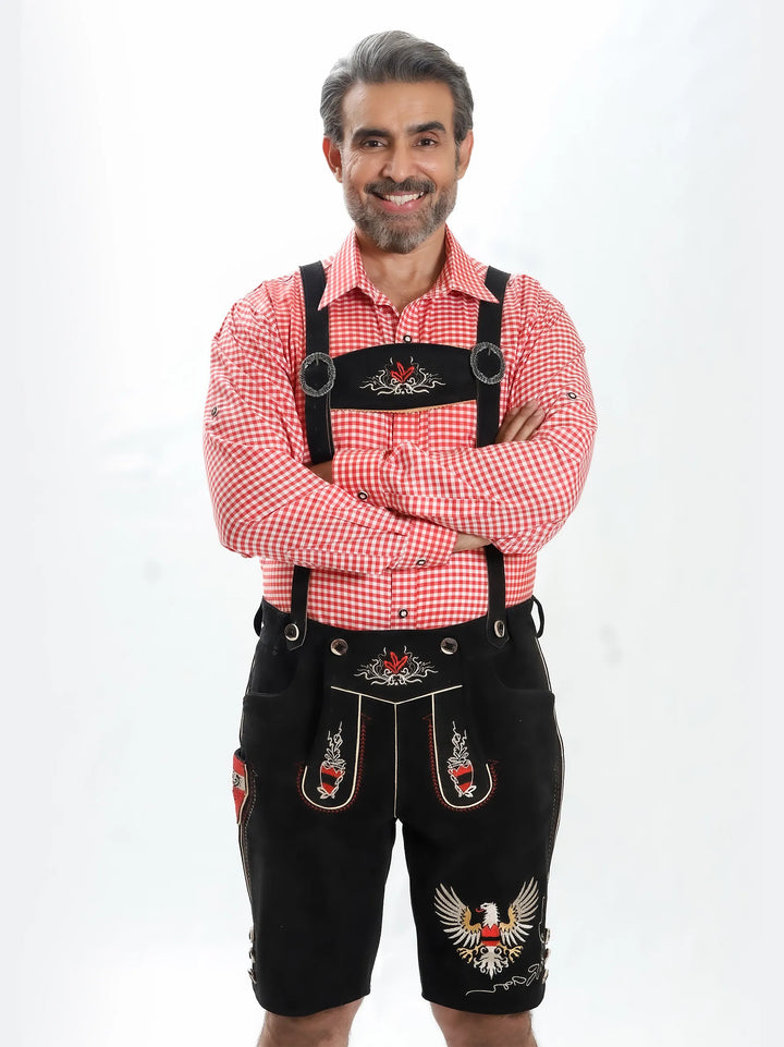 Lederhosen Men Adler Black with Suspenders