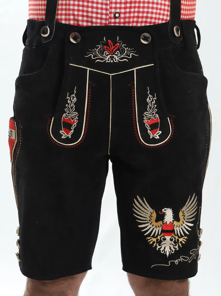 Lederhosen Men Adler Black with Suspenders