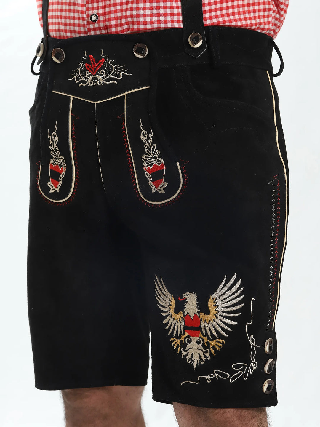 Lederhosen Men Adler Black with Suspenders