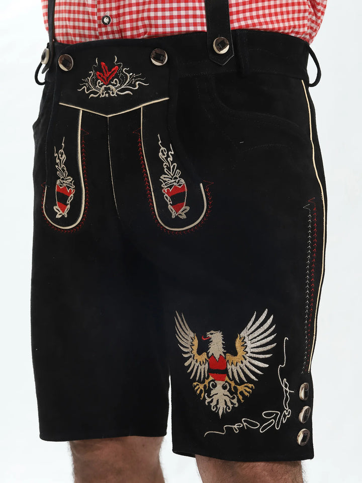 Lederhosen Men Adler Black with Suspenders