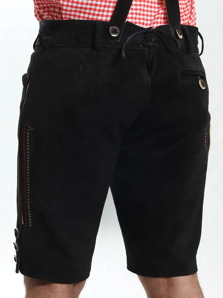 Lederhosen Men Adler Black with Suspenders