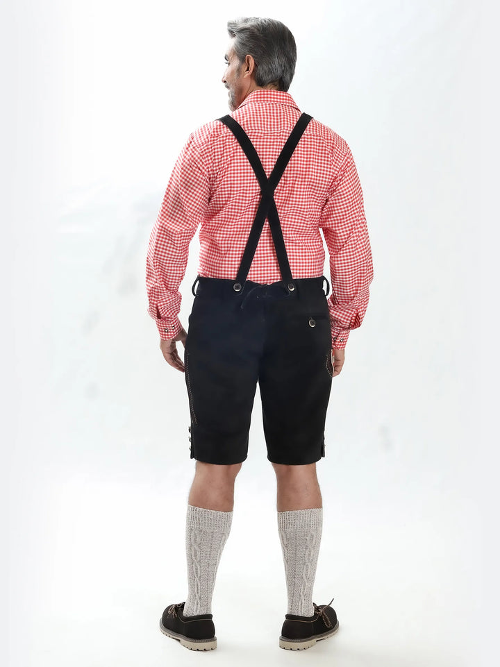 Lederhosen Men Adler Black with Suspenders