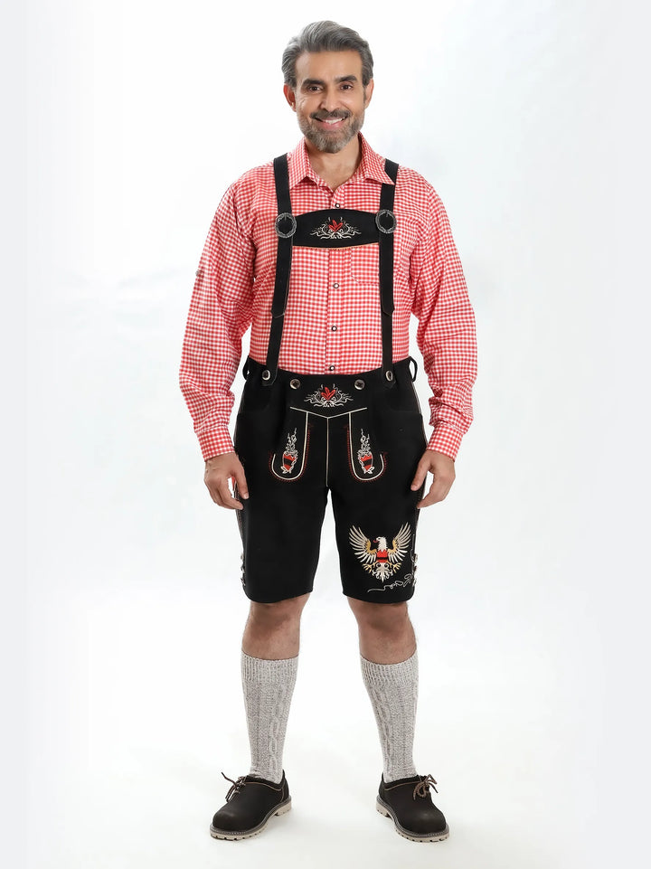 Lederhosen Men Adler Black with Suspenders