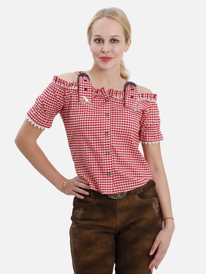 Tracht Women Red Checkered Shirt